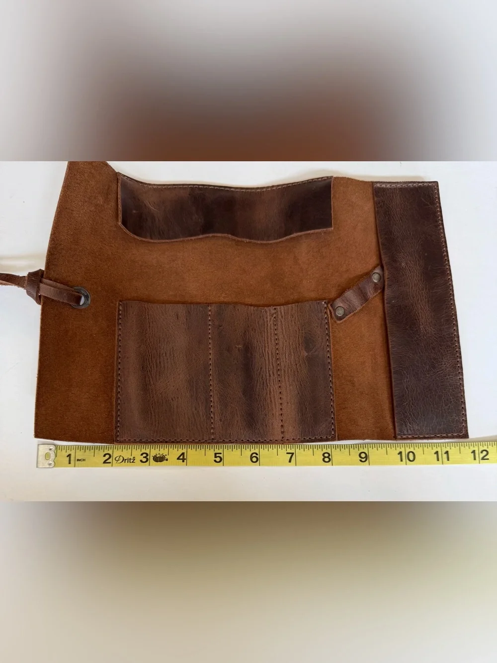 Hide And Drink Leather Multi Purpose Pencil Roll Up Pouch Brown Hand Crafted